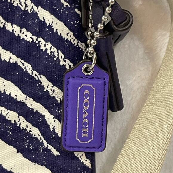 Coach Legacy Zebra Stripe Crossbody Bag - Navy and Cream - Picture 4 of 6